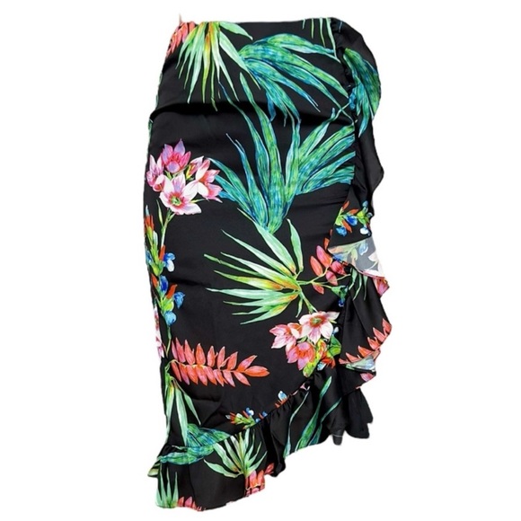 NWT Lovers + Friends Women’s‎ Black Floral Tropical Cropped Top Midi Skirt Small - Picture 3 of 8